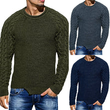 Cargar imagen en el visor de la galería, Mens Slim Fit Crew Neck Thick Sweaters Color Block Big and Tall Knit Pullovers