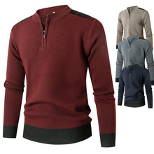 Load image into Gallery viewer, Winter Men Solid Knitted Sweater Half Zip Stand Collar Men Clothes Casual Sweater