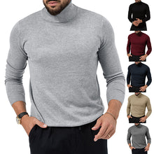 Cargar imagen en el visor de la galería, Men's Cotton Blend Turtle Neck Knitted Slim Sweater