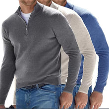 Cargar imagen en el visor de la galería, Mens Long Sleeve Polo Shirts Casual Zipper Golf Shirts Fashion V-Neck Wool Blend Athletic Tennis T-Shirt Tops