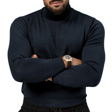 Cargar imagen en el visor de la galería, Men's Cotton Blend Turtle Neck Knitted Slim Sweater