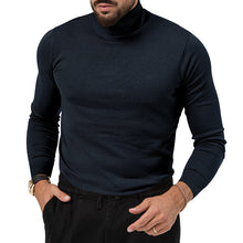 Cargar imagen en el visor de la galería, Men's Cotton Blend Turtle Neck Knitted Slim Sweater