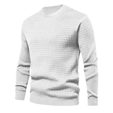 Cargar imagen en el visor de la galería, Mens Autumn And Winter Casual Loose Knitted Checkered Round Neck Hatless Versatile Long Sleeve Sweater