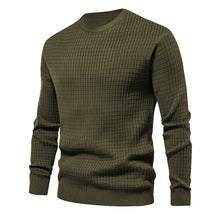 Cargar imagen en el visor de la galería, Mens Autumn And Winter Casual Loose Knitted Checkered Round Neck Hatless Versatile Long Sleeve Sweater
