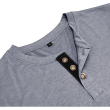 Load image into Gallery viewer, Mens Casual Round Neck Buttons Shirt Tops Soild Color Long Sleeves Slim Fit Tee