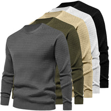 Cargar imagen en el visor de la galería, Mens Autumn And Winter Casual Loose Knitted Checkered Round Neck Hatless Versatile Long Sleeve Sweater