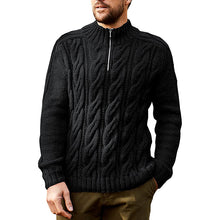 Load image into Gallery viewer, Men's Half Zip Neck Pullover Solid Color Stand Collar Knitted Jumper