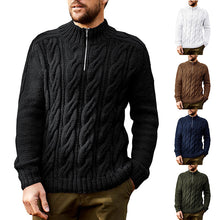 Load image into Gallery viewer, Men's Half Zip Neck Pullover Solid Color Stand Collar Knitted Jumper