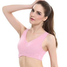 Load image into Gallery viewer, Women's Plus Size Lace Wide Straps Wireless Bra Front Closure Push Up Bras
