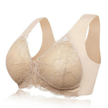 Load image into Gallery viewer, Women's Plus Size Lace Wide Straps Wireless Bra Front Closure Push Up Bras