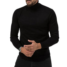 Cargar imagen en el visor de la galería, Men's Cotton Blend Turtle Neck Knitted Slim Sweater