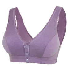 Load image into Gallery viewer, Button Front Lace Trim Soft Cotton Tank Bra