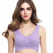 Load image into Gallery viewer, Women's Plus Size Lace Wide Straps Wireless Bra Front Closure Push Up Bras