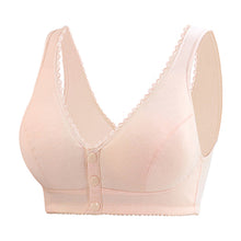 Load image into Gallery viewer, Button Front Lace Trim Soft Cotton Tank Bra