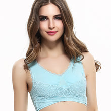 Load image into Gallery viewer, Women's Plus Size Lace Wide Straps Wireless Bra Front Closure Push Up Bras
