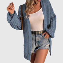 Load image into Gallery viewer, Women's Winter Open Front Sweater Cardigan Chunky Long Bishop Sleeve Ribbed Knit Cardigans