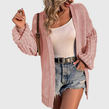 Load image into Gallery viewer, Women's Winter Open Front Sweater Cardigan Chunky Long Bishop Sleeve Ribbed Knit Cardigans