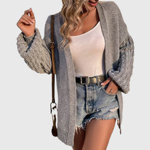 Load image into Gallery viewer, Women's Winter Open Front Sweater Cardigan Chunky Long Bishop Sleeve Ribbed Knit Cardigans