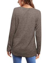 Load image into Gallery viewer, Womens Tunic Tops Long Sleeve Shirts Crew Neck Twist Front lightweight Sweaters