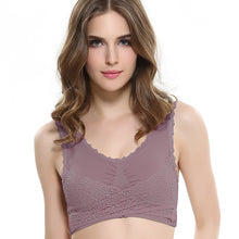 Load image into Gallery viewer, Women's Plus Size Lace Wide Straps Wireless Bra Front Closure Push Up Bras