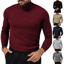 Cargar imagen en el visor de la galería, Men's Cotton Blend Turtle Neck Knitted Slim Sweater
