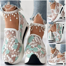 Cargar imagen en el visor de la galería, 2024 principios de la primavera nueva malla zapatos individuales señaló muffin grueso fondo zapatos casuales bordados zapatos de las mujeres