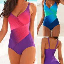 Cargar imagen en el visor de la galería, Bikini Rainbow Gradient Plus Size Traje de baño de una pieza - España