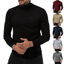 Cargar imagen en el visor de la galería, Men's Cotton Blend Turtle Neck Knitted Slim Sweater