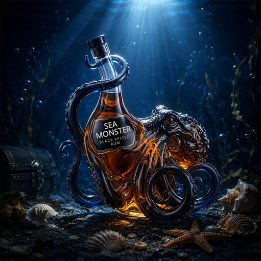 Sea Monster Black Spiced Rum Glass Bottle