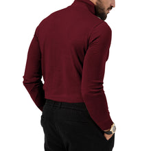 Cargar imagen en el visor de la galería, Men's Cotton Blend Turtle Neck Knitted Slim Sweater