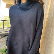 Load image into Gallery viewer, Soft Cotton Stand Collar Large Size Long Sleeve Tops Ladies Jumper Loose Tunic Casual T-Shirts