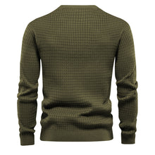 Cargar imagen en el visor de la galería, Mens Autumn And Winter Casual Loose Knitted Checkered Round Neck Hatless Versatile Long Sleeve Sweater