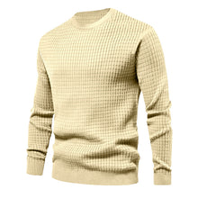 Cargar imagen en el visor de la galería, Mens Autumn And Winter Casual Loose Knitted Checkered Round Neck Hatless Versatile Long Sleeve Sweater