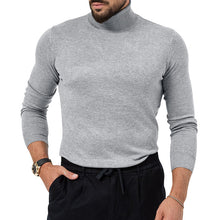 Cargar imagen en el visor de la galería, Men's Cotton Blend Turtle Neck Knitted Slim Sweater
