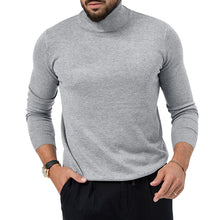 Cargar imagen en el visor de la galería, Men's Cotton Blend Turtle Neck Knitted Slim Sweater