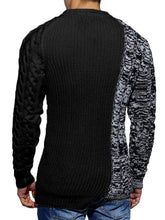 Cargar imagen en el visor de la galería, Mens Slim Fit Crew Neck Thick Sweaters Color Block Big and Tall Knit Pullovers