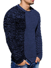 Cargar imagen en el visor de la galería, Mens Slim Fit Crew Neck Thick Sweaters Color Block Big and Tall Knit Pullovers