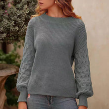 Load image into Gallery viewer, Women's Pullover Crew Neck Sweater Casual Long Sleeve Loose Chunky Knit Jumper Blouse Tops