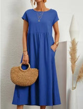 Cargar imagen en el visor de la galería, 【HOT🎁【S-5XL】 Vestido de mujer 2024 de algodón y lino con cuello redondo y corte holgado 👉 - España