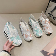 Cargar imagen en el visor de la galería, 2024 principios de la primavera nueva malla zapatos individuales señaló muffin grueso fondo zapatos casuales bordados zapatos de las mujeres