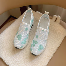 Cargar imagen en el visor de la galería, 2024 principios de la primavera nueva malla zapatos individuales señaló muffin grueso fondo zapatos casuales bordados zapatos de las mujeres