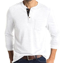 Load image into Gallery viewer, Mens Casual Round Neck Buttons Shirt Tops Soild Color Long Sleeves Slim Fit Tee