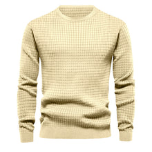 Cargar imagen en el visor de la galería, Mens Autumn And Winter Casual Loose Knitted Checkered Round Neck Hatless Versatile Long Sleeve Sweater