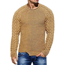 Cargar imagen en el visor de la galería, Mens Slim Fit Crew Neck Thick Sweaters Color Block Big and Tall Knit Pullovers