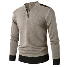 Load image into Gallery viewer, Winter Men Solid Knitted Sweater Half Zip Stand Collar Men Clothes Casual Sweater