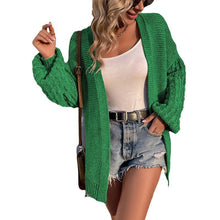 Load image into Gallery viewer, Women's Winter Open Front Sweater Cardigan Chunky Long Bishop Sleeve Ribbed Knit Cardigans