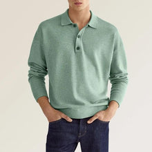 Load image into Gallery viewer, Men's Solid Color Long Sleeve Polo Shirt