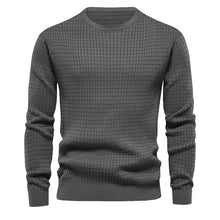 Cargar imagen en el visor de la galería, Mens Autumn And Winter Casual Loose Knitted Checkered Round Neck Hatless Versatile Long Sleeve Sweater