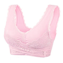 Load image into Gallery viewer, Women's Plus Size Lace Wide Straps Wireless Bra Front Closure Push Up Bras