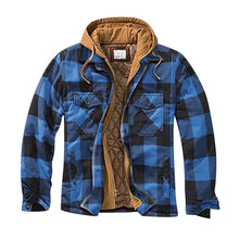 Load image into Gallery viewer, Shirt Jacket for Men Button and Zip Closure Plaid Thickened Loose Men's Casual Jacket Color Matching